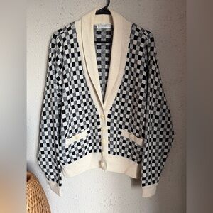 Vintage Silk Checkered Cardigan